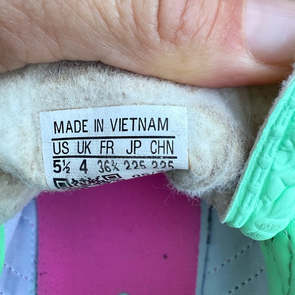 adidas Gazelle Mint Green and Pink Platform Sneakers - Picture 6 of 7